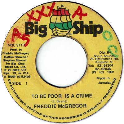 TO BE POOR IS A CRIME (VG to VG+/WOL)